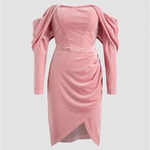 Cider Dresses & Skirts - CIDER Velvet Off‑Shoulder Mini Dress – Dusty Rose | Size XL NWT
